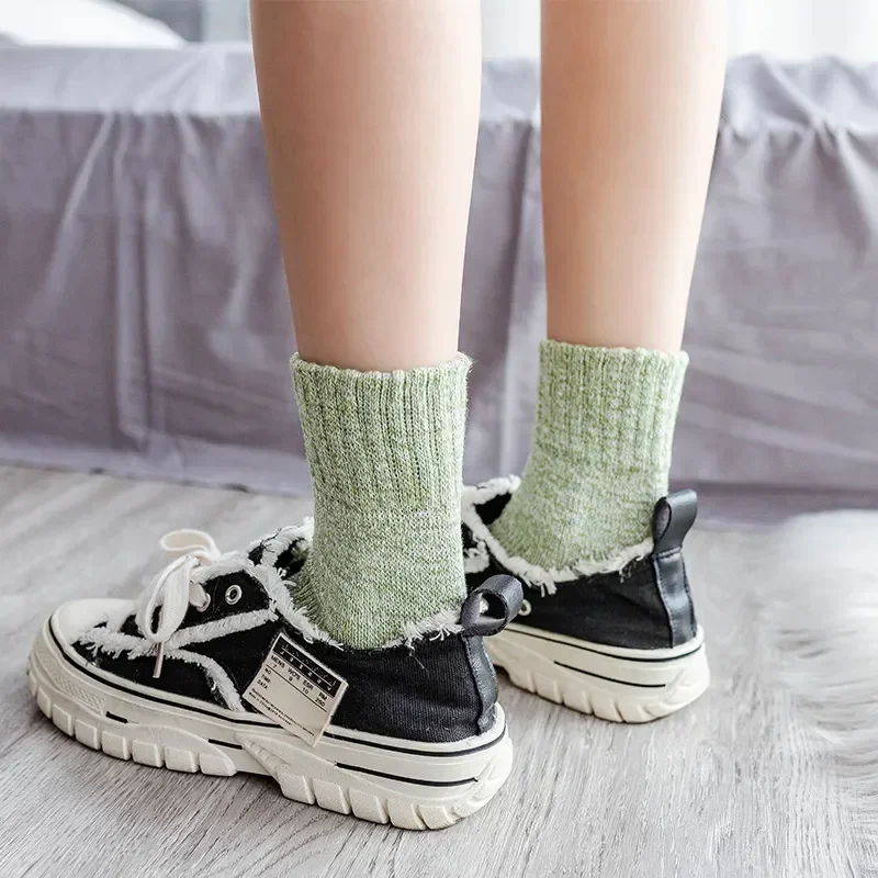 

Плотные однотонные носки высокого качества, 2 шерсти, кролик, женские теплые зимние носки