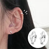 Korean Fashion Star Moon Hoop Earrings For Women Unique Asymmetric Zirconia Silver Color Ear Piercing Jewelry Gift Trend 2025 1