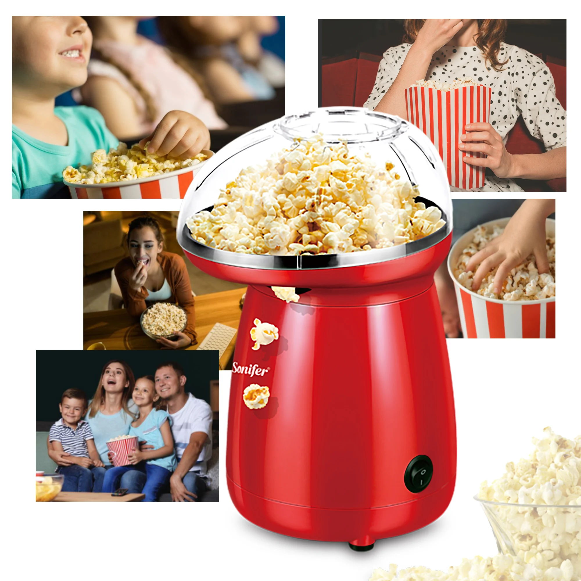 Popcorn Maker Household Healthy Hot Air Oil Free Corn Machine Popcorn For Kitchen Kids Home-made Diy Popcorn Movie Snack Sonifer 3