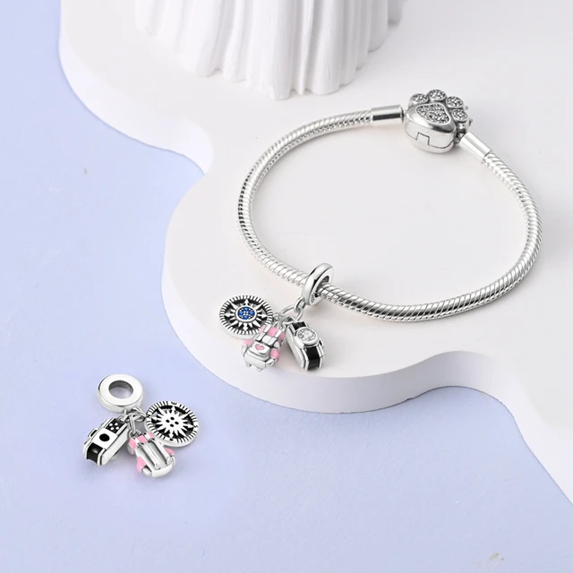 2024 Original New in Three Piece Set Charm Beads Fits Pandora Charms  Bracelet For Women 925 Silver Pendant Bead DIY Jewelry Gift