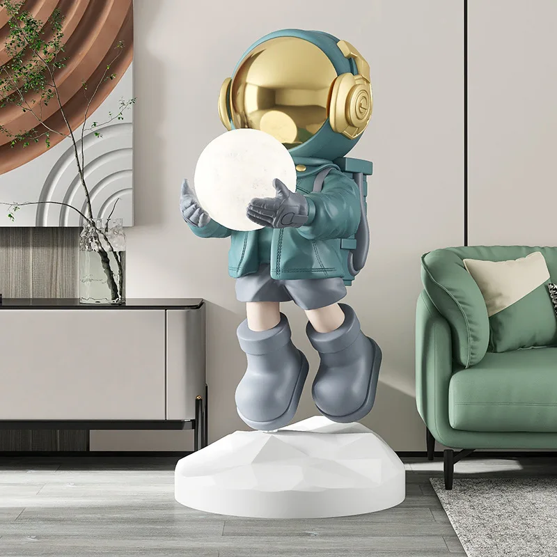 

80cm Astronaut Floor Sculpture Ornament FRP Astronaut Statue with Lighting Living Room Bedroom Home Decoration Creative Gift