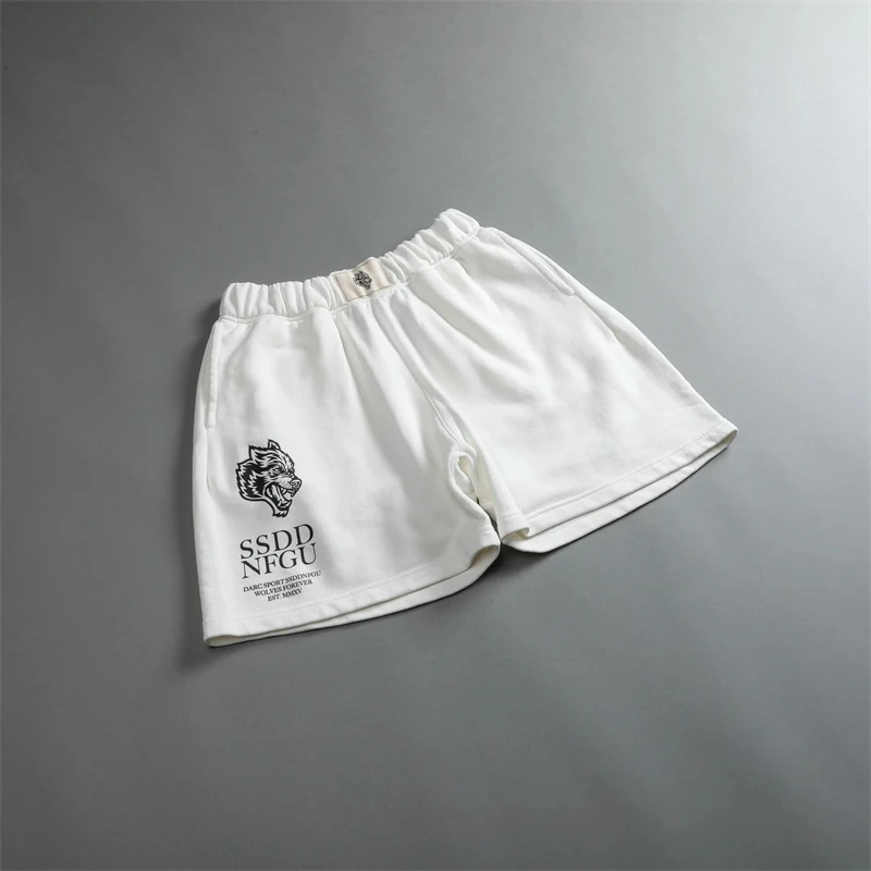Streetwear Cotton Men's Shorts 2023 Summer Loose Casual Pants Capris Fashion Print Running Exercise Pants