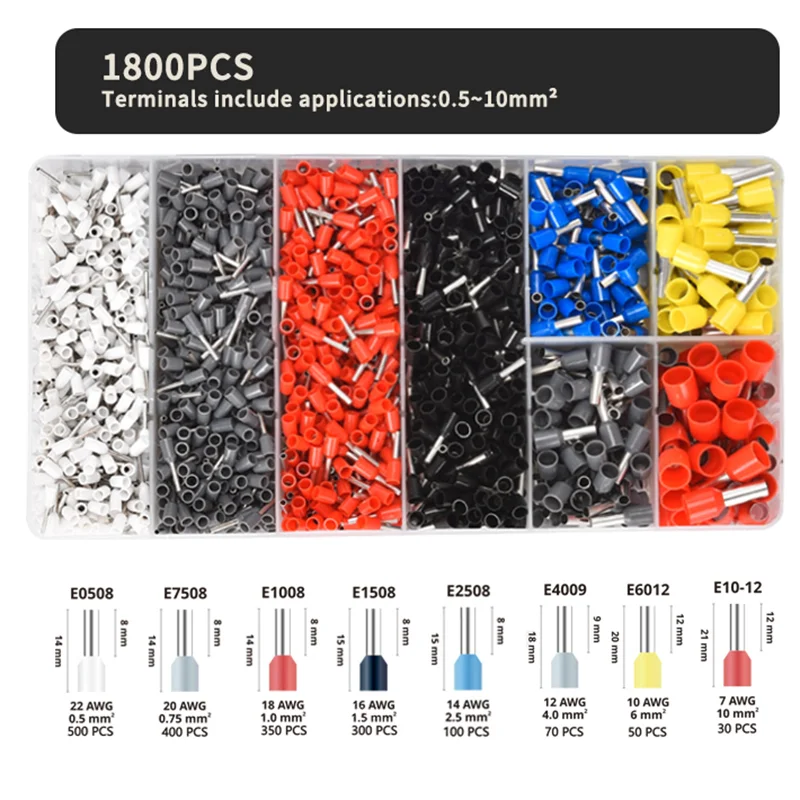 HSC8 10-6A 0.25-10mm² Tubular Terminals Crimping Pliers Wire Ferrule Crimper Tools,Household Electrical Hand Tool Kit Clamp Tool 4