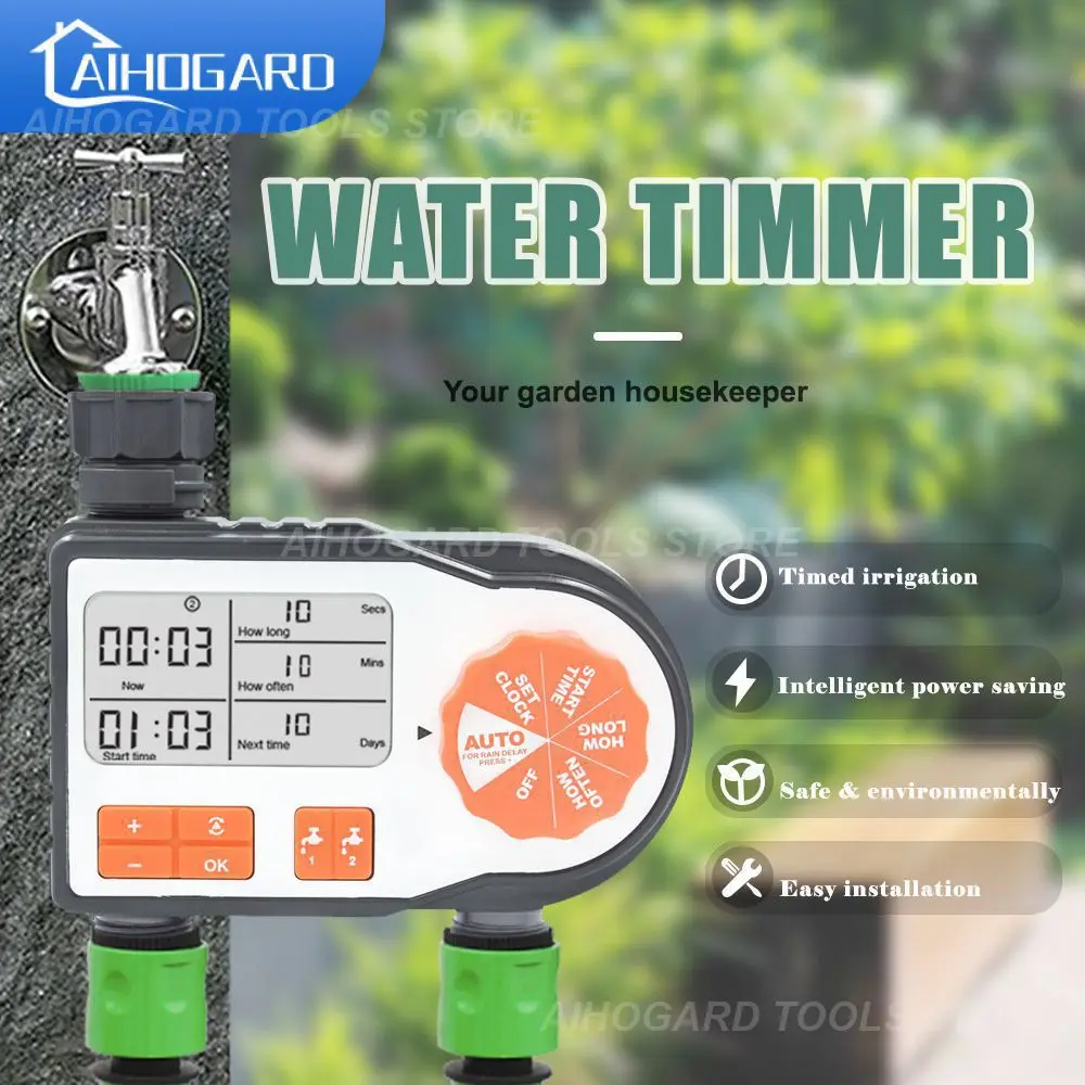 

Automatic Watering Timer with 2 Hose Connectors Programmed Garden Irrigation Timer Faucet Sprinkler Irrigation Controller