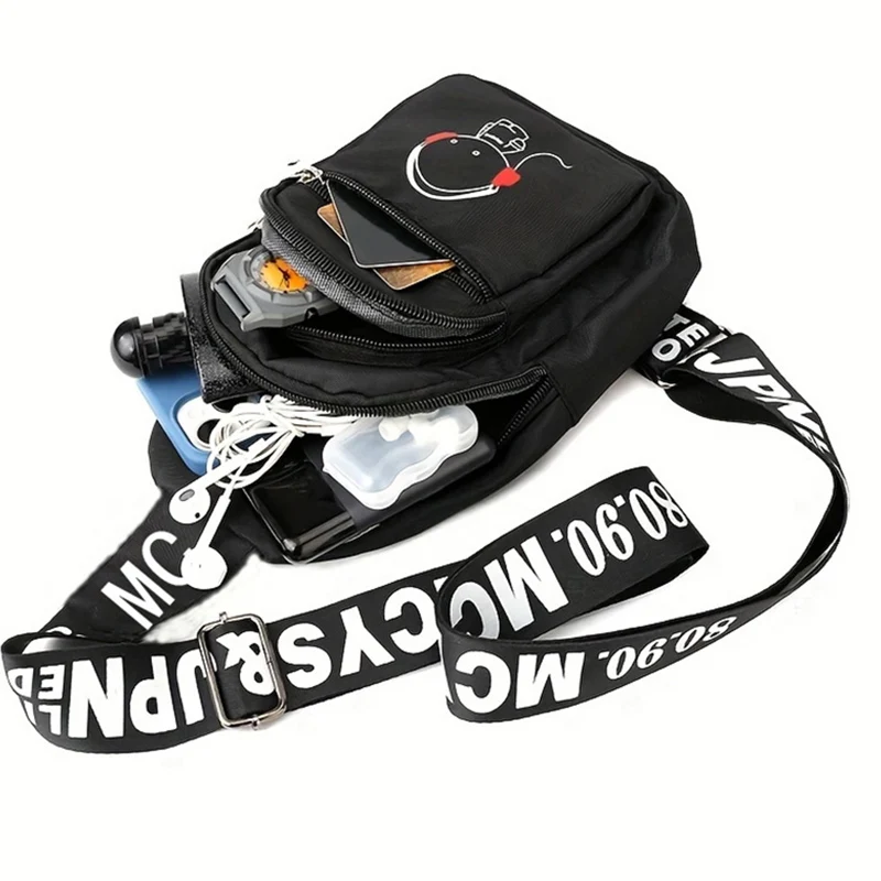 Men's backpack with double zippers, shoulder strap, letter pattern, suitable for business travel and photography. - 3