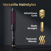 Ensemble de coiffure 5-en-1 interchangeable, fer à boucler multifonctionnel, brosse lissante avec écran LCD, peigne chauffant, gant anti-brûlure 3