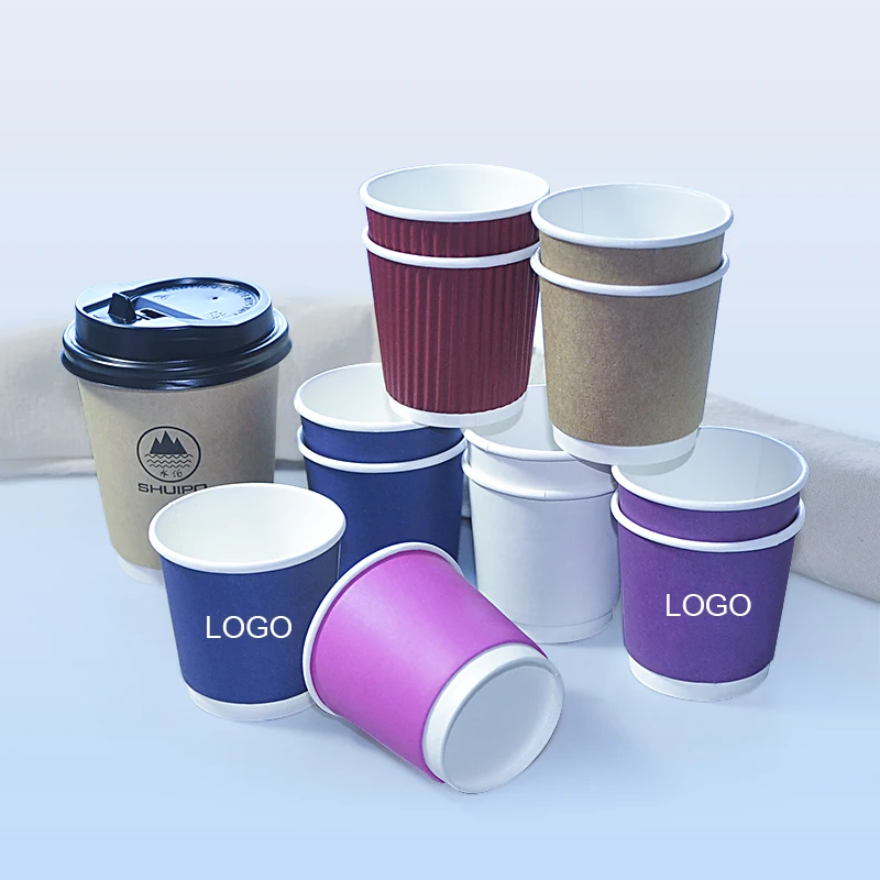 100pcs/pack 100ml 4oz Coffee Paper Cup Tasting Cup Disposable Color Corrugated Anti-scald Heat Insulation Water