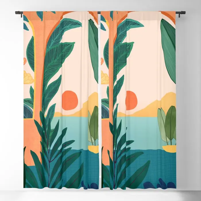 

Tropical Evening Blackout Curtains 3D Print Window Curtains For Bedroom Living Room Decor Window Treatments