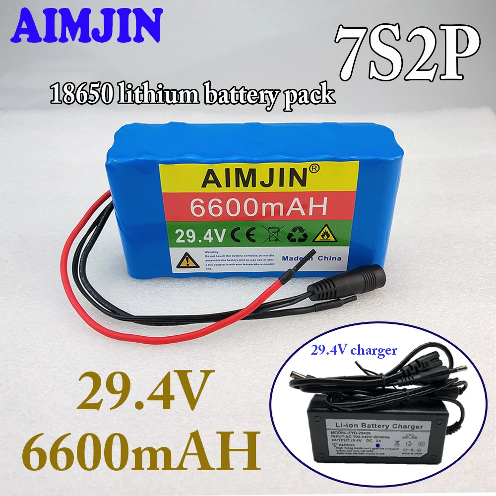 

29.4V 6600mAh 18650 lithium-ion battery pack 7s2p electric bicycle electric wheelchair scooter battery+charger