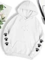 Talk To The Paw Funny Dog Cartoon Print Hoodie Women Warm Fleece Hoody Fashion Casual Hooded Autumn Loose Round Neck Woman Tops - Image 2