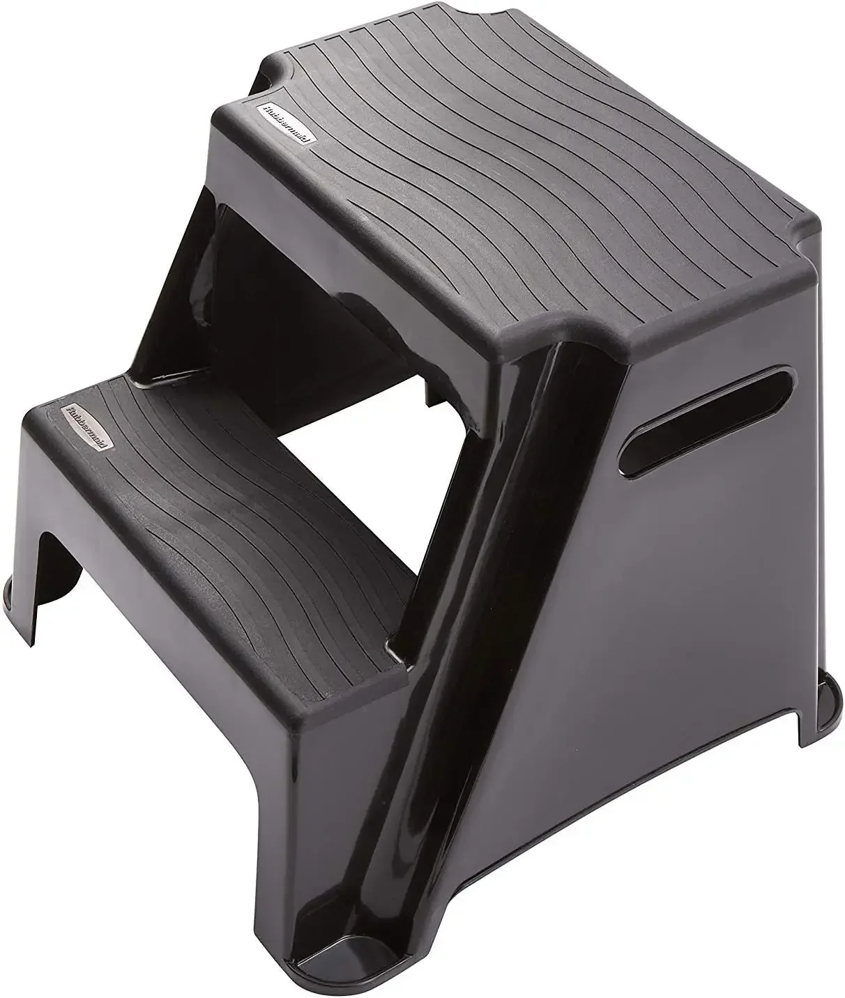 RM-P2 2-Step Molded Plastic Step Stool with Non-Slip Step Treads, 300 lbs. Load Capacity, Lightweight, Black (Amazon Exclusive)