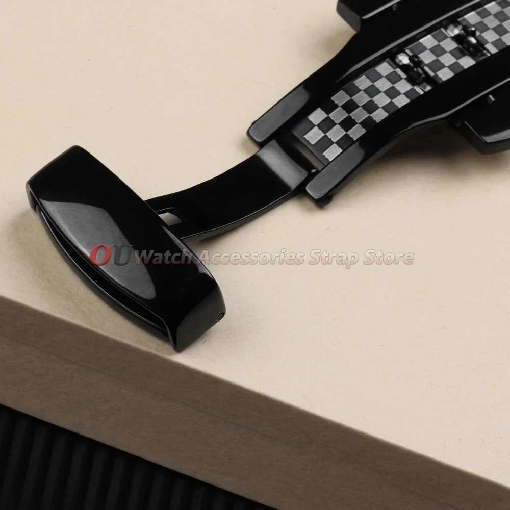 Stainless Steel Polished Butterfly Buckle Watch Strap with Metal Clasp