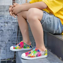 

White Children Shoes Kids Girls Casual Shoes Single 2022 Spring and Summer New Cute Cartoon Print Flats Girls Boys Sneakers