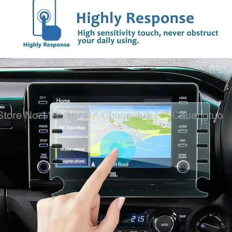 

Tempered glass protector screen For Toyota HiLux 2020 2021 8 inch navigation film Car interior stickers