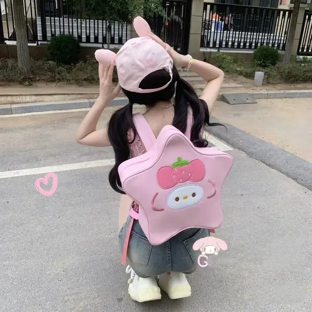 Cartoon Children Kawaii Cute Star Backpacks Women Pu Leather Y2k 