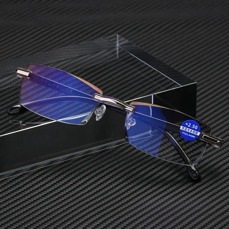 Reading Glasses Men Anti Blue Rays Presbyopia Goggles Women Vintage Rimless Eyewear Diopter +1.0 1.5 2.0 2.5 3.0 3.5 4.0 Окуляри reading glasses