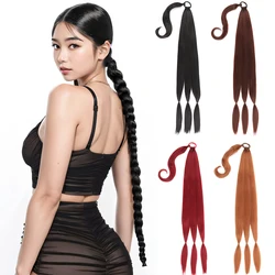 Tie Straight Wrap Around Hair Extensions Ponytail with Long DIY Braided Ponytail Extension Hair Natural Soft Synthetic Hair