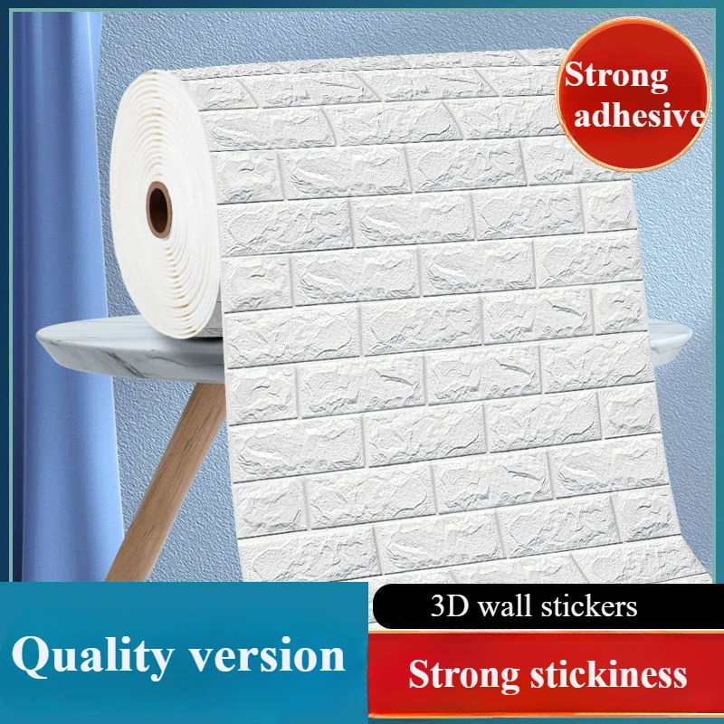 70cmx1m/5m/10m Metre 3D Soft Foam Brick Wallpaper Sticker Self Adhesive Living Room Home Kitchen Bathroom Decorative Wall Paper