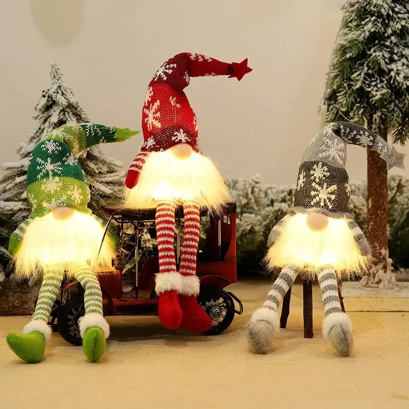 

Новинка, реквизит для украшения рождественской сцены, подсветка, сидячее осанку, вязаные украшения для кукол лес и человека