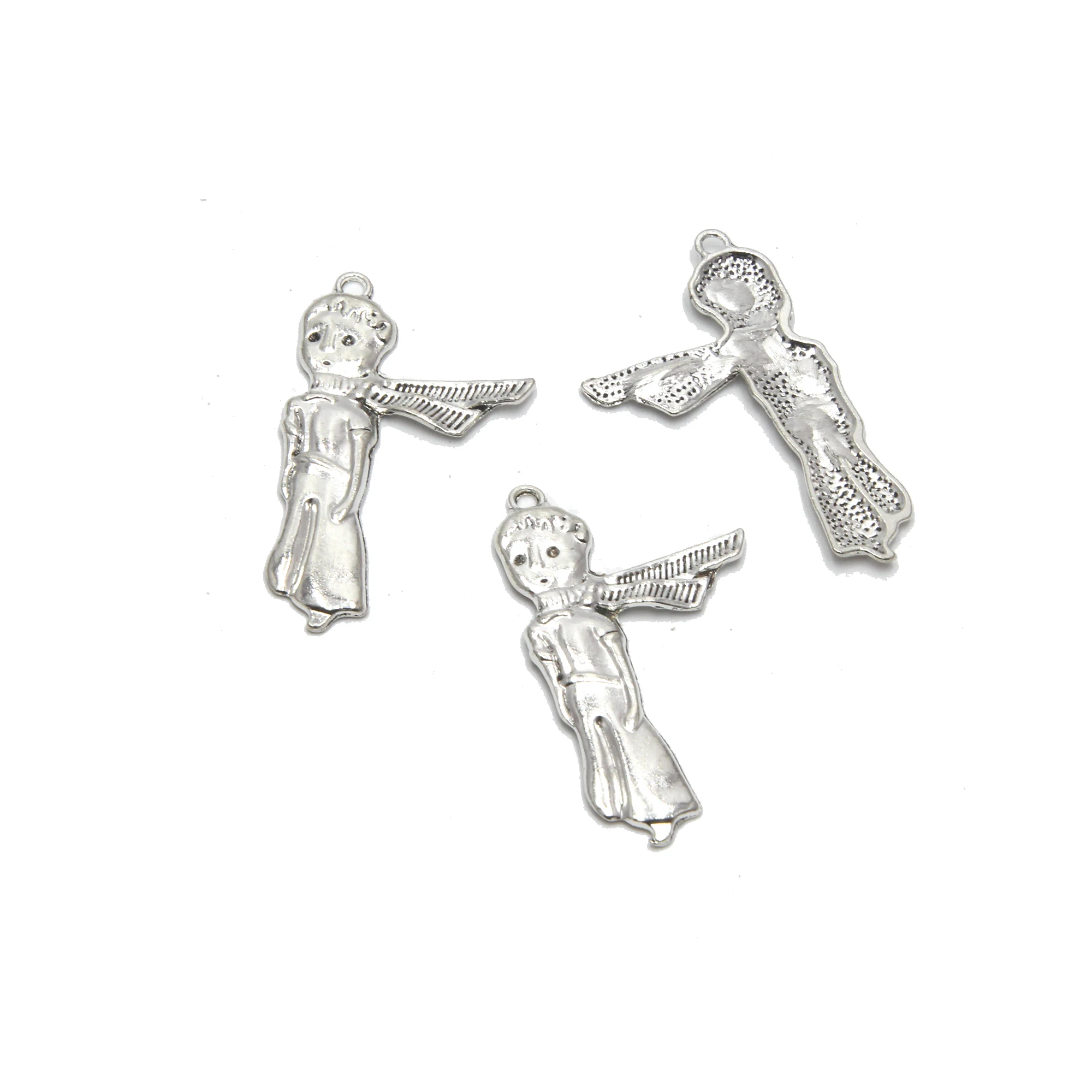 

15pieces/Lot Princekin Charm Prince Boy with Scarf Antique Silver DIY for Jewelry Making 43x27mm