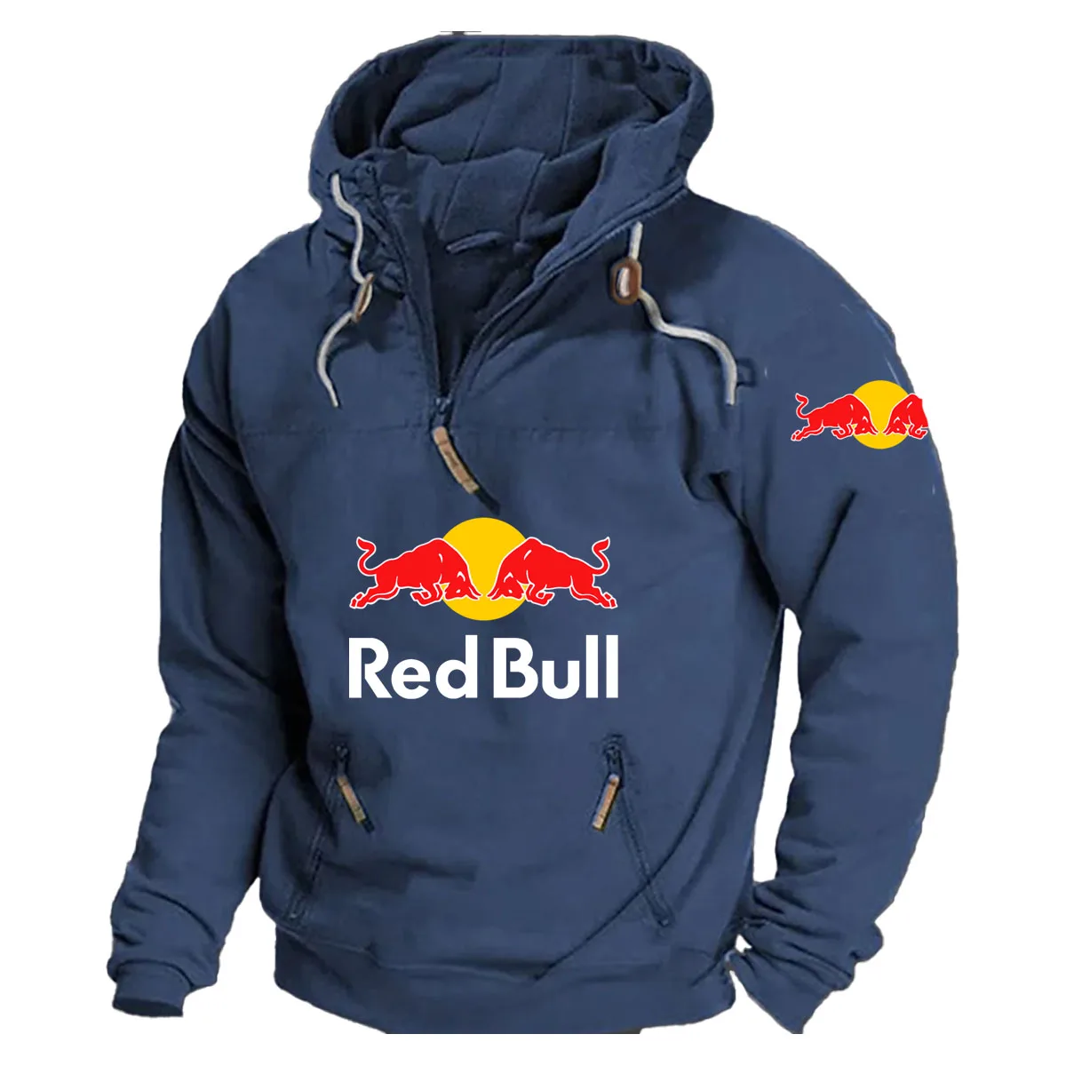 Red Bull Logo Men's Motorcycle Jacket with Hood Racing Suit