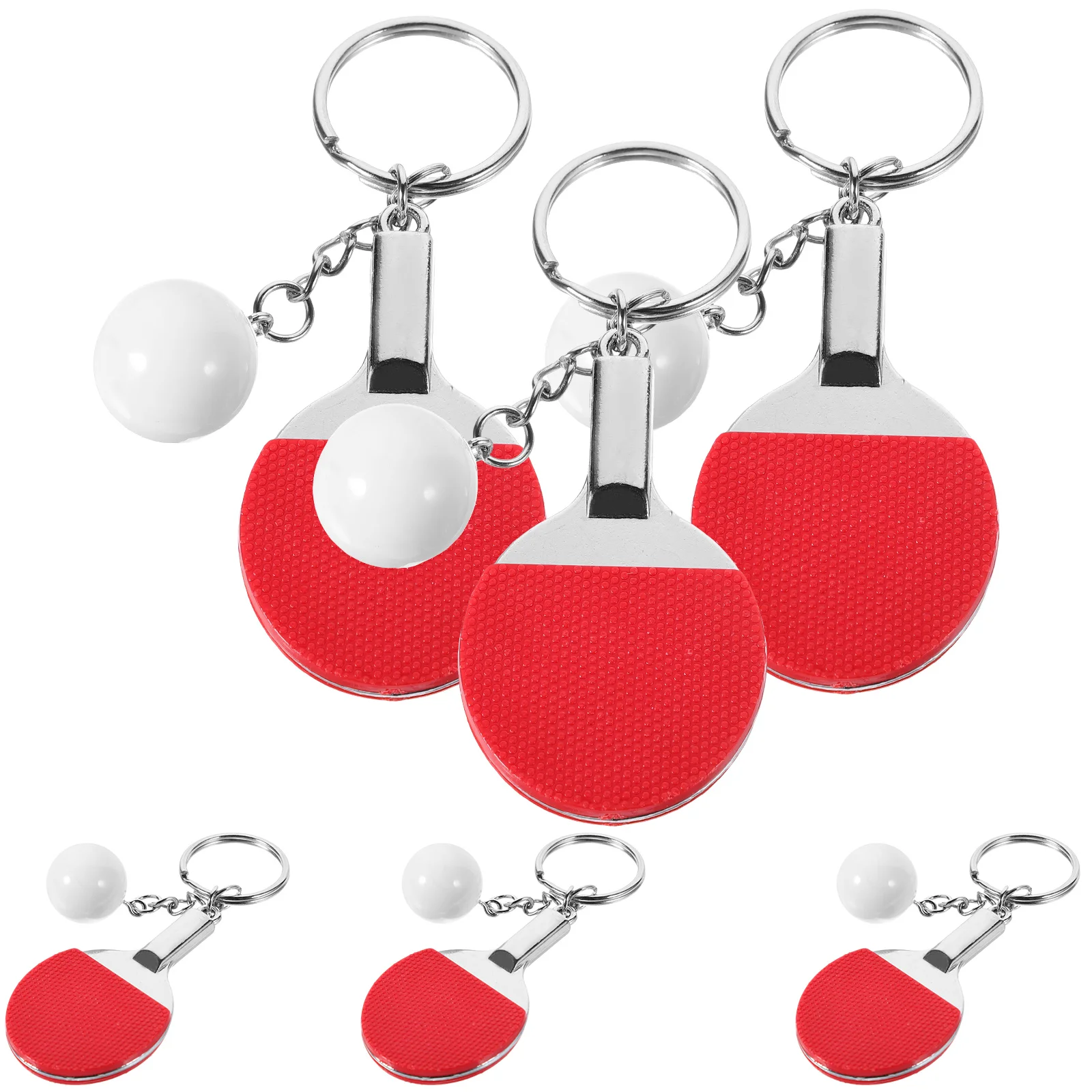 Table Tennis Ball Keychain Bag Pendant Gift Sporting Goods Simulated Racket (red) 6pcs