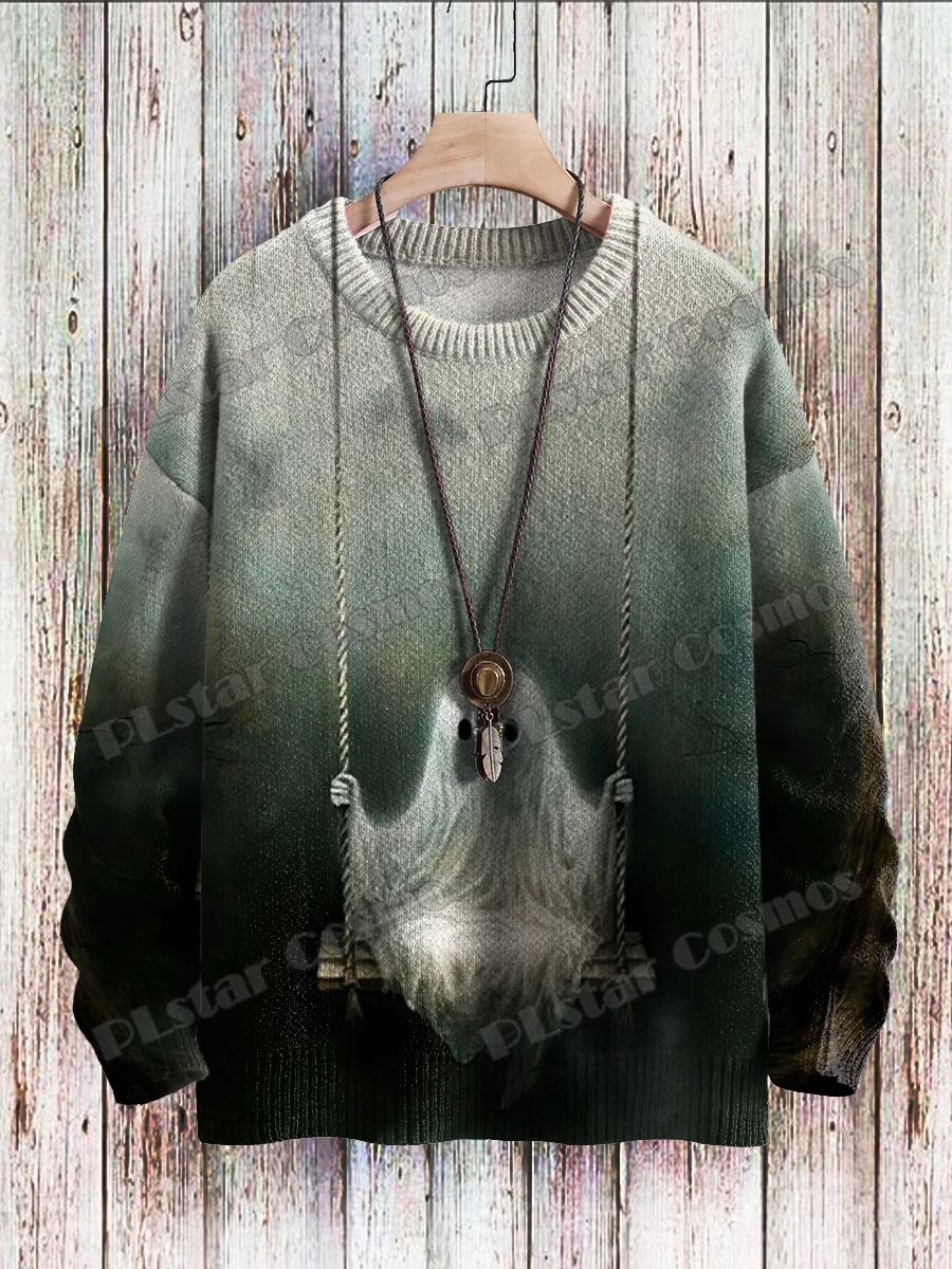 Halloween niedlichen Geist Schaukel Retro Kunst Muster 3d gedruckt Männer gestrickt Pullover Winter Unisex lässig gestrickt Pullover Pullover zzm137 – Detail 11