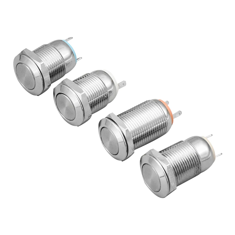1Pc 12mm Metall Push Button Switch Rast/Momentary Wasserdicht und Flammschutzmittel Hohe/Flache Runde 2 pins Nickel Überzogene Messing