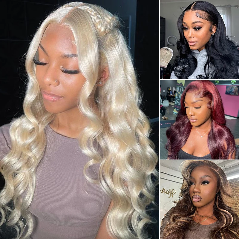 

Rovess 613 Body Wave Lace Frontal Human Hair Wigs Honey Blonde 4/27 Highlight Ombre 99J Burgundy HD 13x4 Lace Wigs For Women