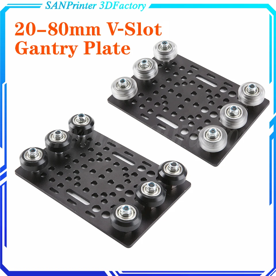 

2080 V-Slot Gantry Set 20-80mm Gantry Plate With Wheels For Aluminum Profiles Vslot Aluminum Plate Kits 3D Printer Part