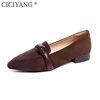 CICIYANG Pointed Toe Female Shoes 2025 Spring Shallow Mouth Comfortable Women Boat Shoes Genuine Leather French Low-heeled Shoes 1
