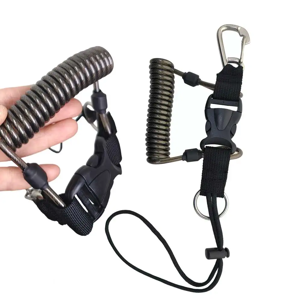 Scuba Diving Retractable Steel Wire Coiled Camera Tether Anti-Loss Security Leash Underwater Spiral Spring Coil Camera Lanyard