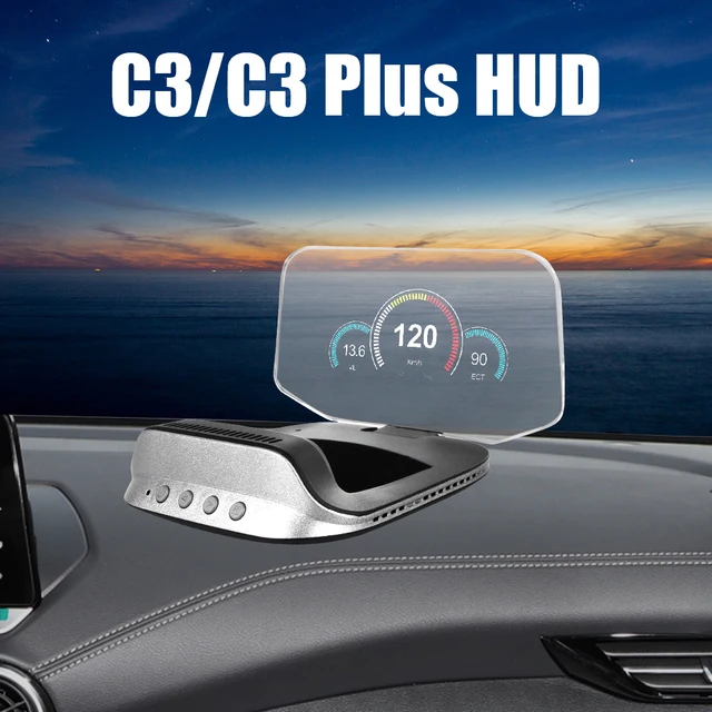 BlingBin Head Up Display Auto OBD2 FHD HUD GPS Geschwindigkeit Alarm  Projektor Navigation, 3,50  Display, Anzeige von Geschwindigkeit und  Temperatur, Arbeit für alle Autos