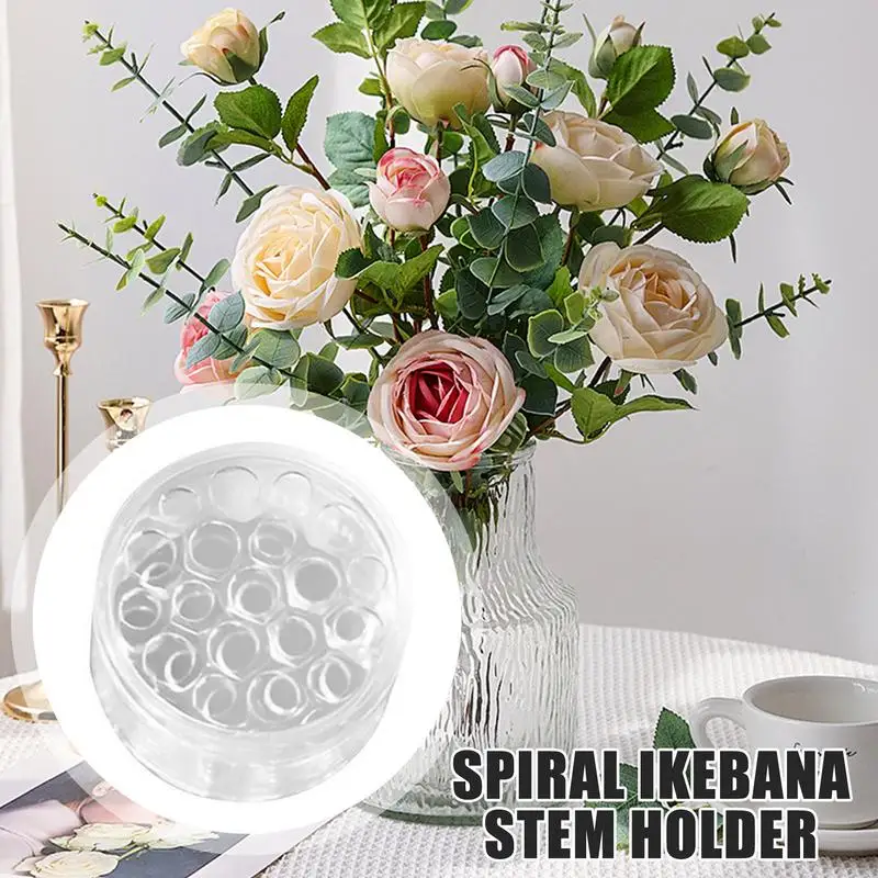 Spiral Ikebana Stem Holder Spiral Flower Stem Holder Plastic Transparent Flower Arrangement Bouquet Floral Arranger home decor