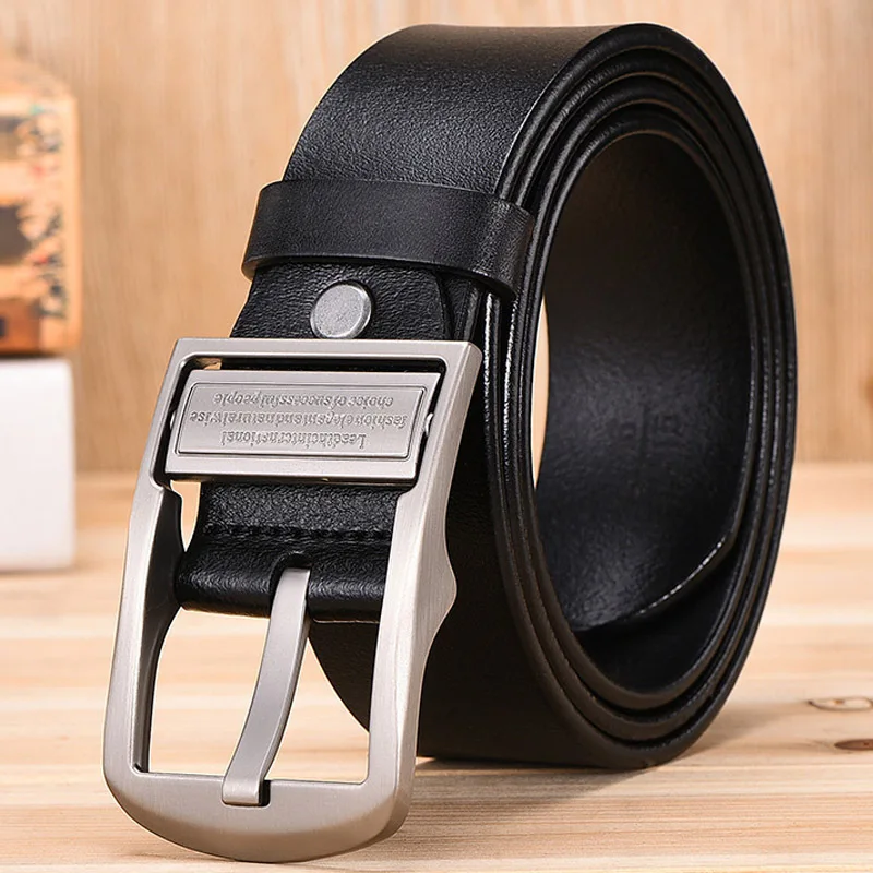 Men's Fashionable Silver Buckle Leather Belt - Trendy & Versatile Luxury Accessory