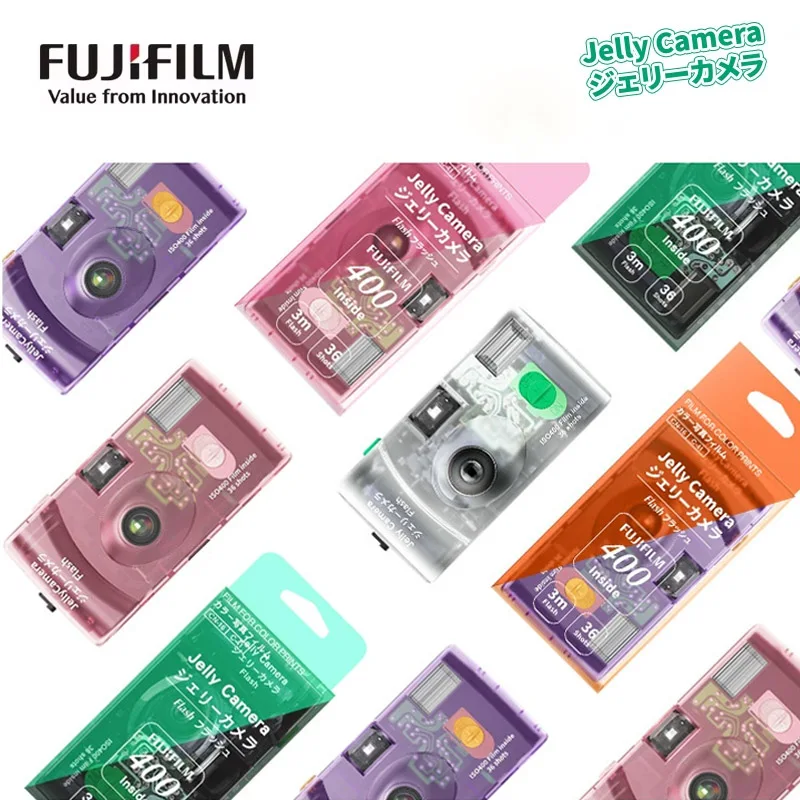 Fujifilm Jelly Disposable Film Camera / Oxygen Camera Transparent IOS 400 Film Camera 36 Sheets Flashing Camera Christmas Gifts