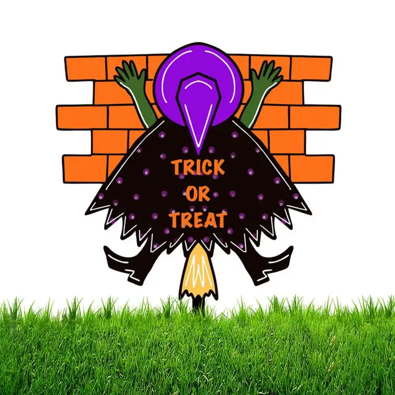 

Decorative Halloween Stakes 2D Pumpkin Witch Ghost Acrylic Decorative Stake Halloween Party Props For Photography Outdoor