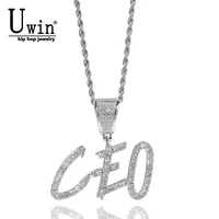 Uwin Custom Big Size Brush Letters Necklace Customized Pendant Full Iced Out Cubic zirconium For Men Women Hip Hop Jewlry Gift