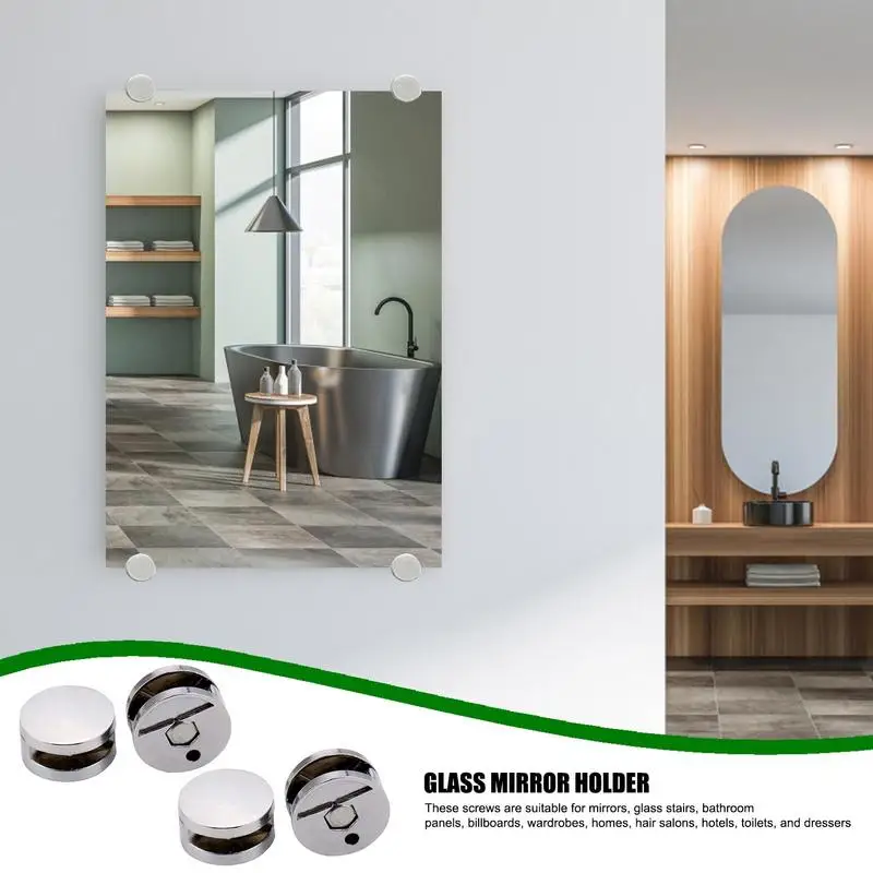 Mirror Holder Clips Bathroom Mirror Hinger Fixed Accessories Glass Zinc Alloy Wall Bracket Clamp Glass Wall Hanging Fixing Set glass fasteners mirror fixing kit