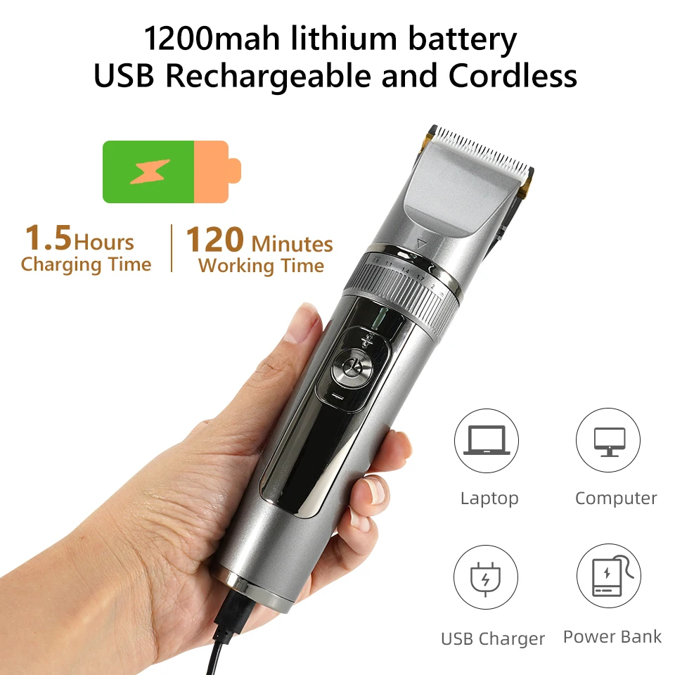 Hair Clipper Full Body Washable Electric Hair Clipper Ceramic Professional Fine Adjustable Hair Trimmer Low Noise Cutting Machine Razor