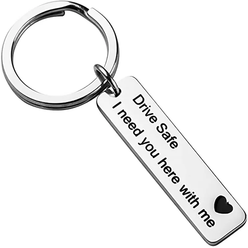 Personality Drive Safe I Need You Here With Me Keyring Keychain Charm Gift For Him Stainless Steel Pendant Key Ring Key Chain creative cartoon box little cat personality resin keychain for men women key ring bag charm pendant