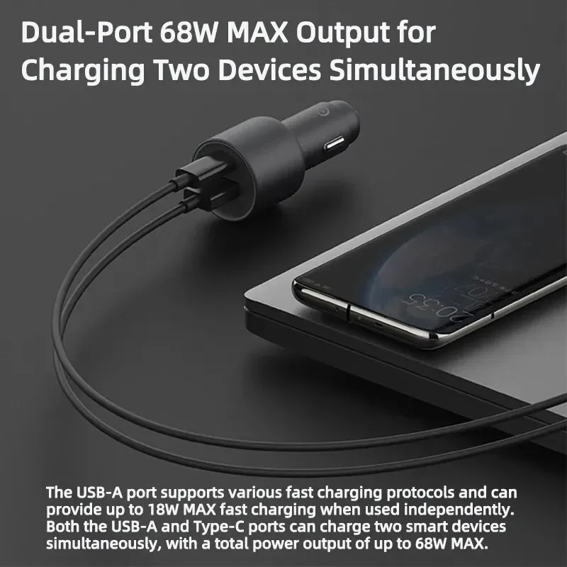 Xiaomi Mijia caricabatteria da auto veloce ad alta velocà USB-C 100W MAX Dual-port Display leggero disposivo Smart Effect Laptop per Mi 10  44