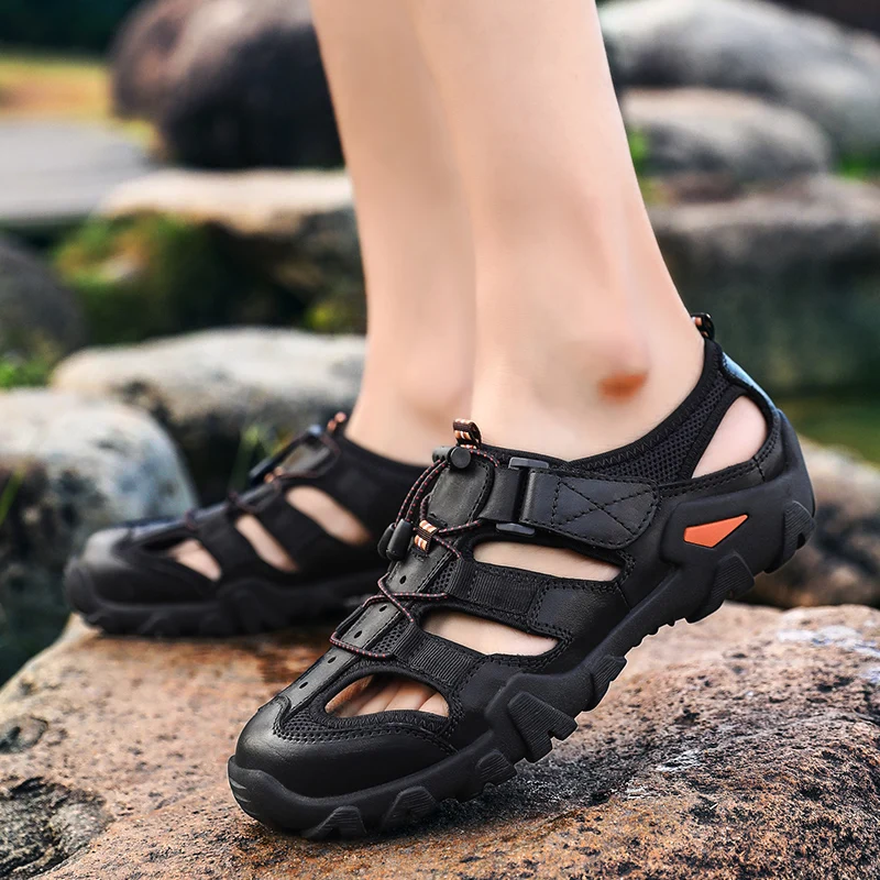 

New Men's Luxury Brand Sandals Slippers Male Leather Sandals Casual Sandals Outdoor Beach Summer Sandals Mens Big Size 38-48