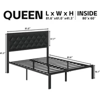 Bed Frame with Headboard PU Leather Upholstered Bed Frame Platform,All Metal Slats Support Platform Bed Frame with Storage 2