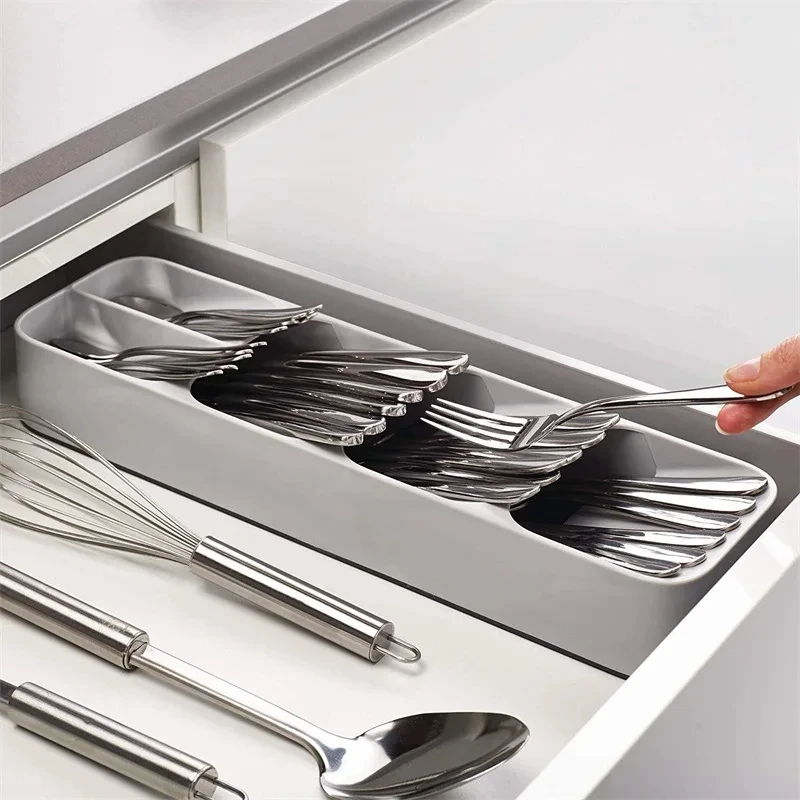 Silverware Organizer Flatware Organizer Cutlery Organizer Storage Tray Bamboo Organizer Tray Expandable Adjustable For Kitchen Silverware Utensil