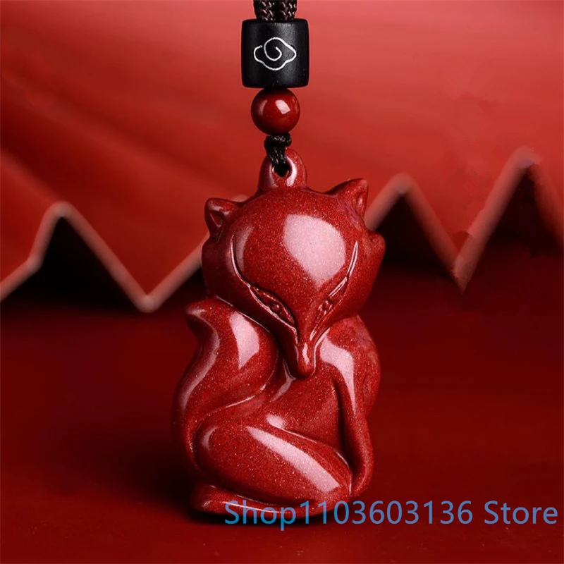 

Fox Pendant Purple Red Cinnabar Pendant Small Fox Fairy Pendant Sweater Chain Women Cinnabar Pendant Taiwan Necklace