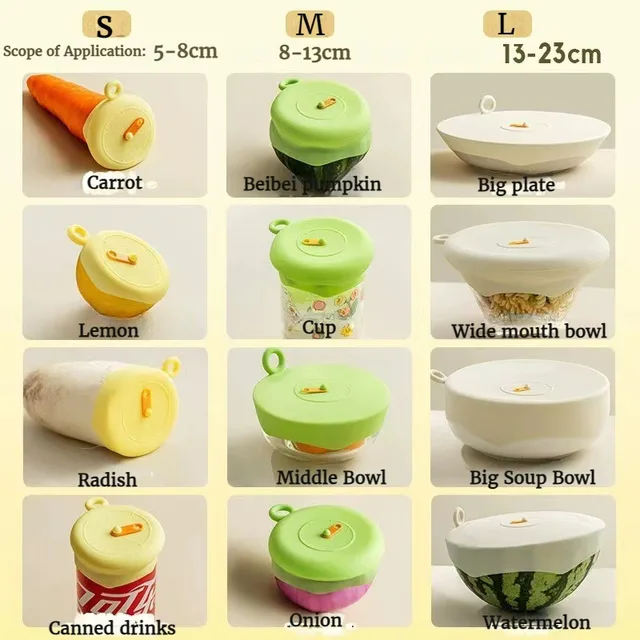 Ustensiles de cuisine en Silicone, conservation de la fraîcheur, couvercle de bol universel extensible, réfrigérateur, four à micro-ondes scellé 4