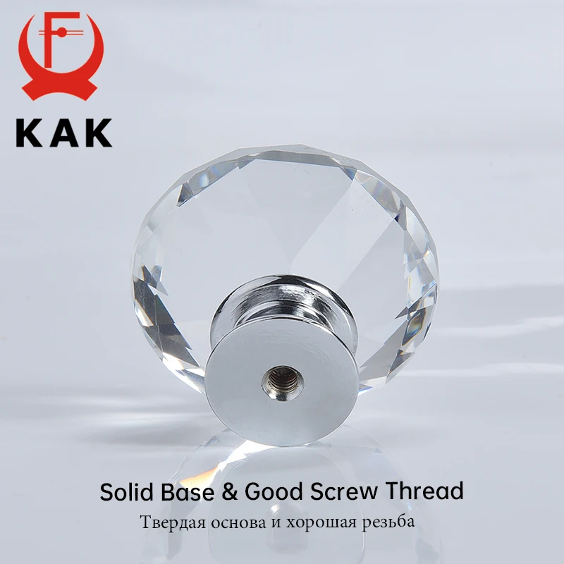 KAK Gold Diamond Crystal Glass Cabinet Knobs and Handles Cupboard Door Pulls Zinc Alloy Kitchen Handle Furniture Door Hardware