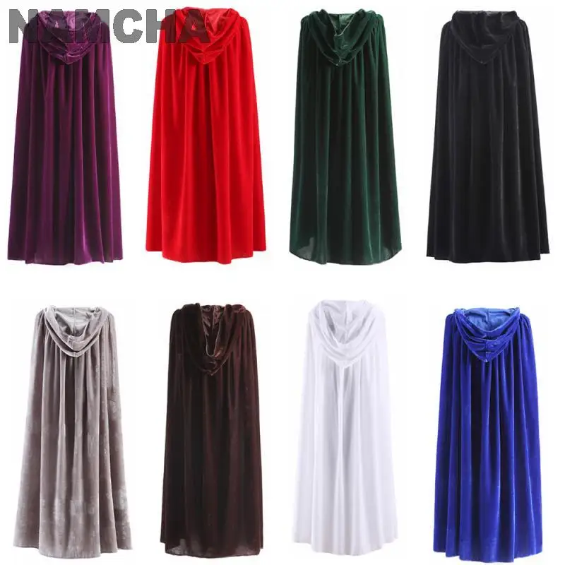 Medieval Velvet Cloak Halloween Cosplay Costume for Adult Kids