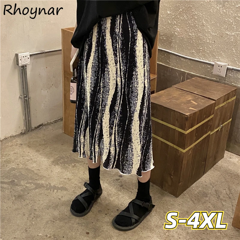 

Skirts Women Gothic Wave Cut Tie Dye Fashion Summer High Waist Chiffon Youth Faldas A-line Loose Elastic Streetwear Punk Chic